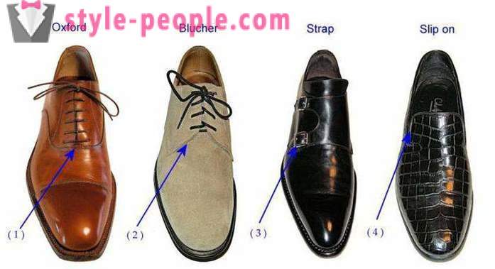 Typer av manliga skor: namn med foton