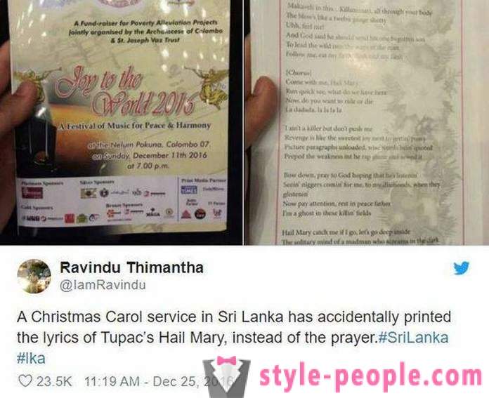 I Sri Lanka, kyrk församlingsbor distribuerade broschyrer med texten av låten rapparen stället för bön