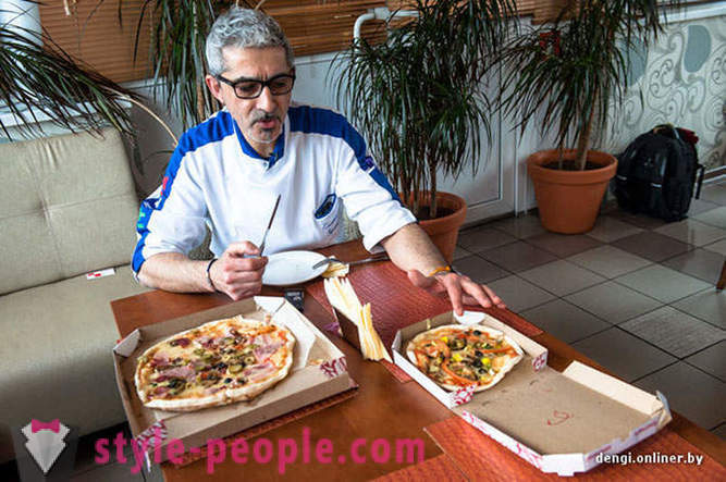 Italiensk kock försöker vitryska pizza