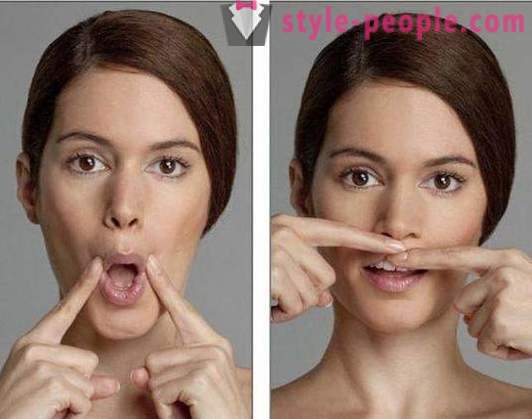 Feysbilding ansikte: före och efter. Gymnastik ansikte: motion