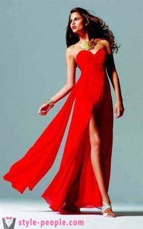 Fashionabla röd klänning golvet
